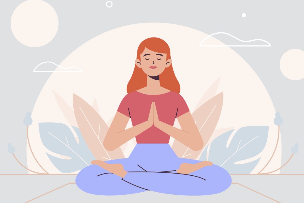 Illustration representing mindful self-observation and inner awareness during daily life